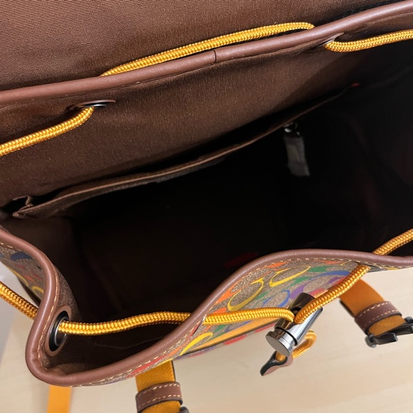 New Coach C9845 Track Backpack In Rainbow Signature Canvas In Gunmetal/Khaki - Picture 11 of 14